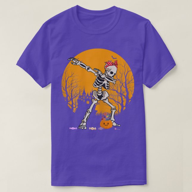 Halloween Dabbing Skeleton Costume Kids Girls Pump T-Shirt (Design Front)
