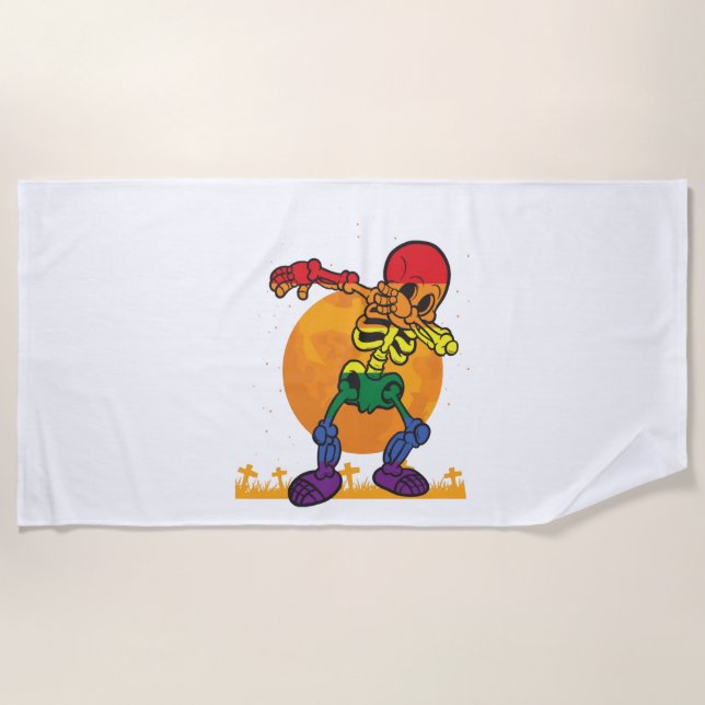Halloween Dabbing Skeleton Costume LGBT Beach Towel (Front)