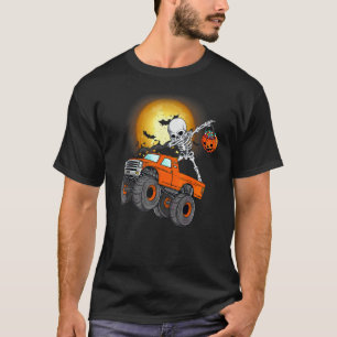 Halloween Dabbing Skeleton Monster Truck Boys Kid  T-Shirt