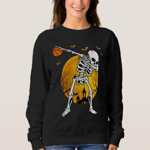 Halloween Dabbing Skeleton Pumpkin Spooky Illustra Sweatshirt