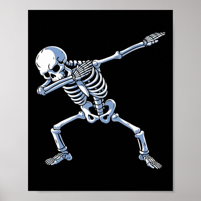 Halloween Dabbing Skeleton Skull Rib Cage Dab Danc Poster (Front)