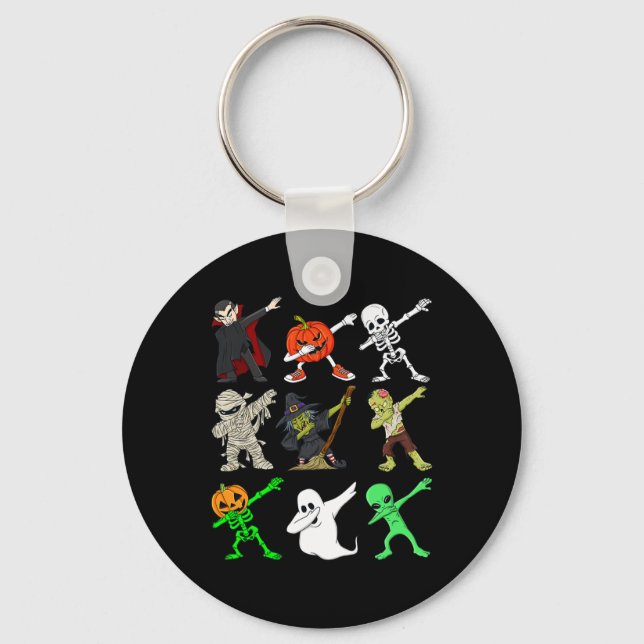 Halloween Dabbing Vampire Witch And Monsters Boys  Key Ring (Front)