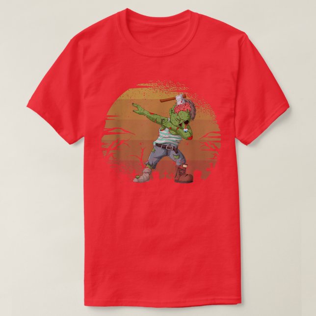 Halloween Dabbing Zombie Brain Funny Zombies Dab D T-Shirt (Design Front)