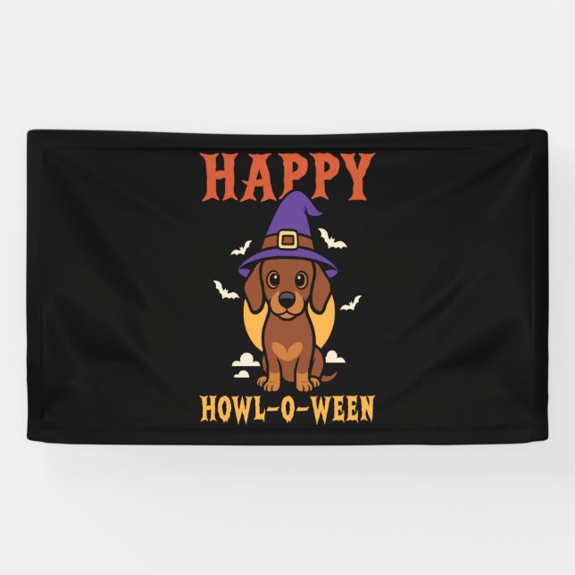 Halloween Dachshund Dog Banner (Horizontal)