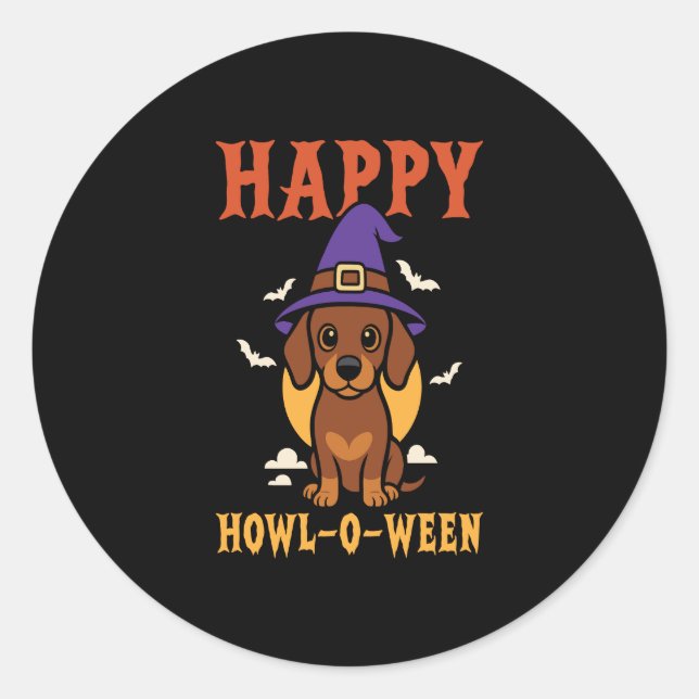 Halloween Dachshund Dog Classic Round Sticker (Front)