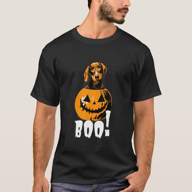 Halloween Dachshund Dog Halloween Pumpkin Boo T-Shirt (Front)