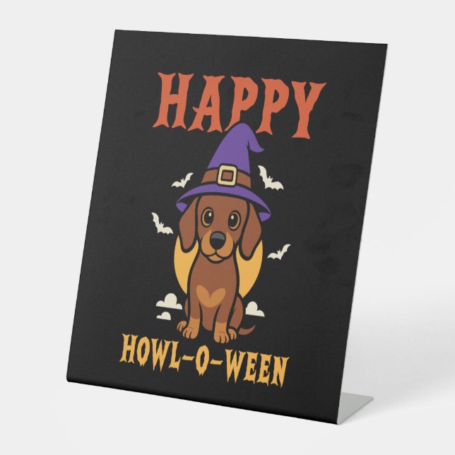 Halloween Dachshund Dog Pedestal Sign (Front)