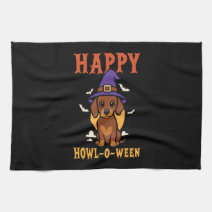 Halloween Dachshund Dog Tea Towel