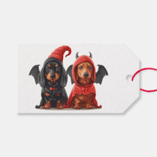 Halloween Dachshund Dogs Devil Bat Gift Tags