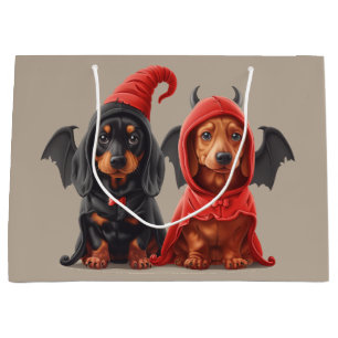 Halloween Dachshund Dogs Devil Bat Large Gift Bag