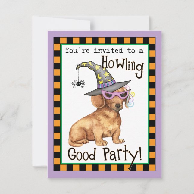 Halloween Dachshund Invitation (Front)