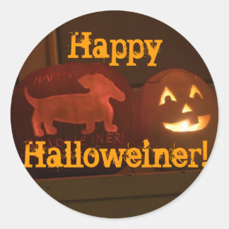 Halloween dachshund jack-o-lantern classic round sticker