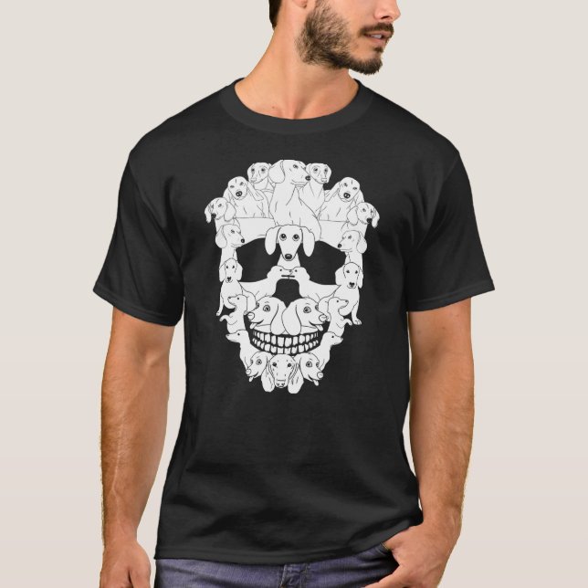Halloween Dachshund skull Costume dog skeleton Dac T-Shirt (Front)
