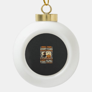 Halloween Dachshund Spooky Warning Ceramic Ball Christmas Ornament