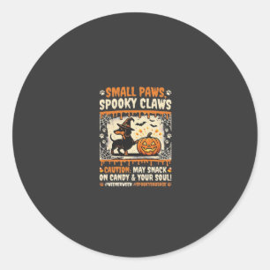 Halloween Dachshund Spooky Warning Classic Round Sticker