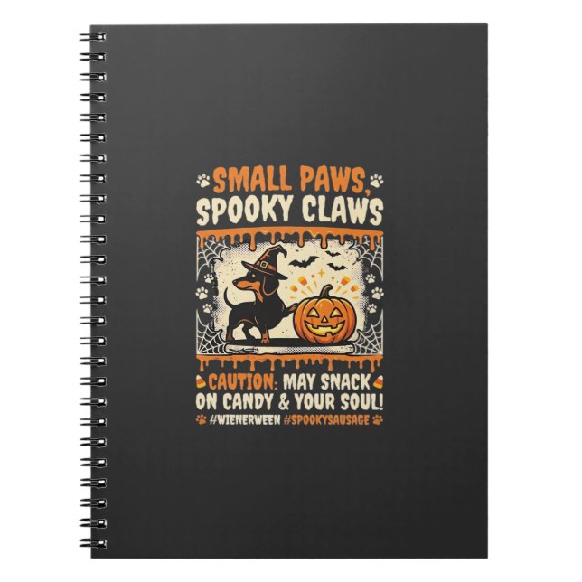Halloween Dachshund Spooky Warning Notebook (Front)