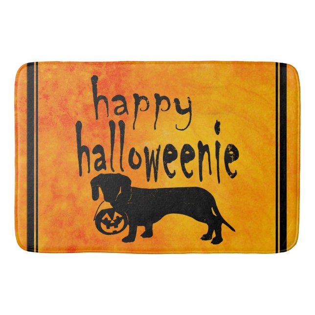Halloween Dachshund Trick or Treat Bath Mat (Front)