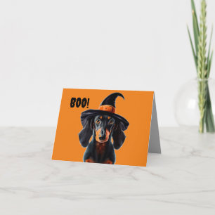 Halloween Dachshund Witch Card