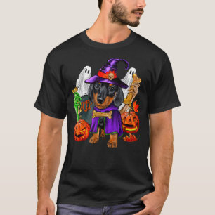 Halloween Dachshund Witch Spooky Season Happy Hall T-Shirt