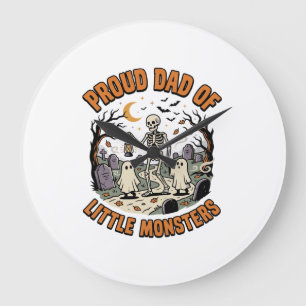 Halloween Dad Little Monsters Night Large Clock