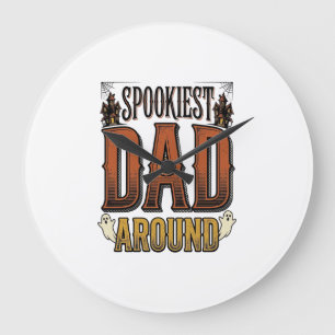 Halloween Dad Shirt Spooky Father Vintage Engravin Large Clock