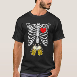 Halloween Dad Skeleton Pregnancy Beer Drinking Xra T-Shirt