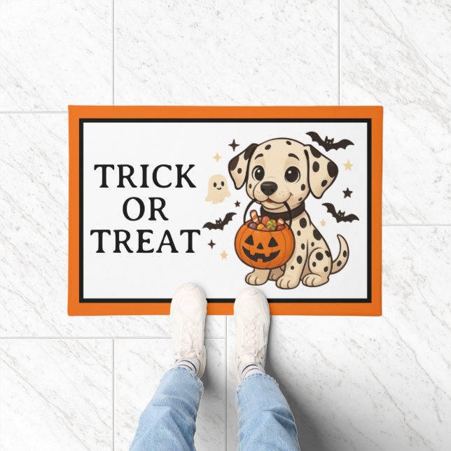 Halloween Dalmatian Dog Trick or Treat Doormat (Indoor)