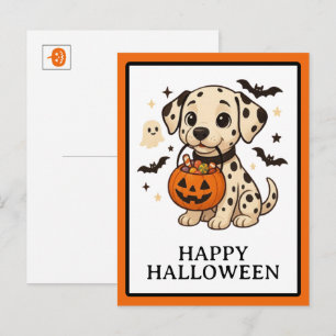 Halloween Dalmatian Dog Trick or Treat Party Holiday Postcard