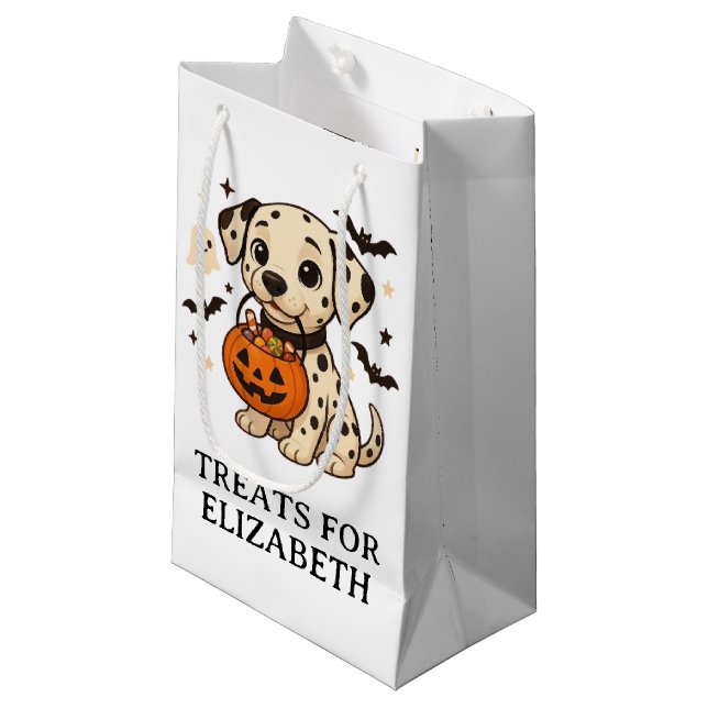 Halloween Dalmatian Dog Trick or Treat Party Small Gift Bag (Front Angled)