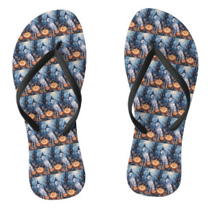 Halloween Dalmation With Pumpkins Scary Thongs