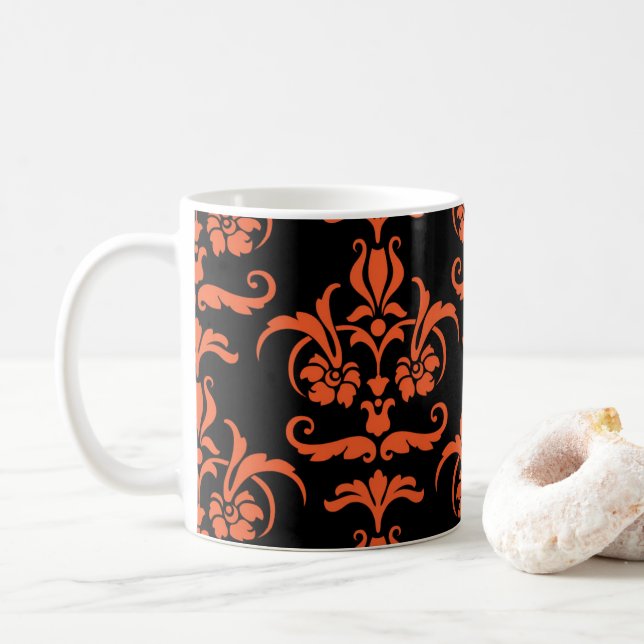 Halloween Damask 01 Coffee Mug (With Donut)