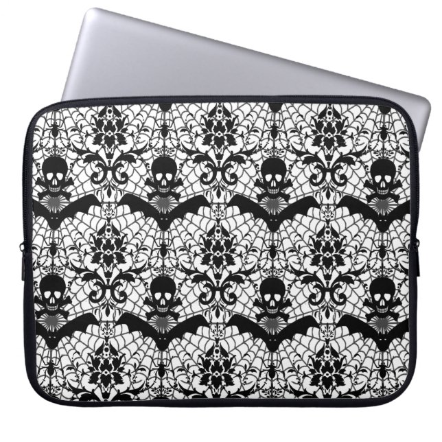 Halloween Damask Laptop Sleeve (Front)