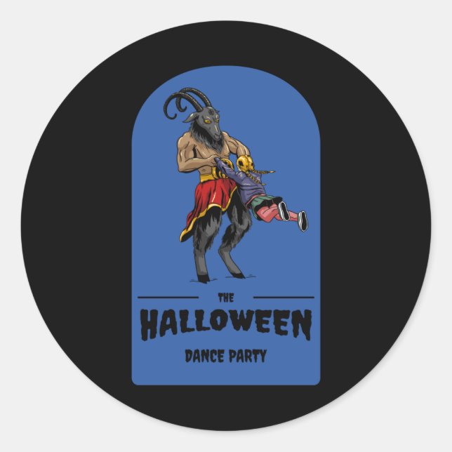Halloween Dance Party Baphomet Clothing Funny Classic Round Sticker (Front)