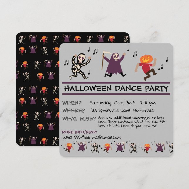 Halloween Dance Party Invitation (Front/Back)