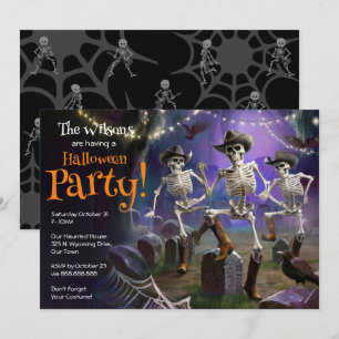 Halloween Dance Party, Line Dancing Skeletons Invitation