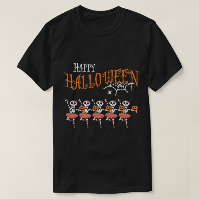 Halloween Dancing Ballet Skeleton Ballerina Costum T-Shirt (Design Front)