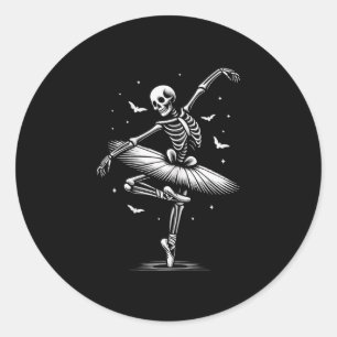 Halloween Dancing Llet Tee Skeleton Llerina Classic Round Sticker