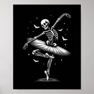 Halloween Dancing Llet Tee Skeleton Llerina Poster