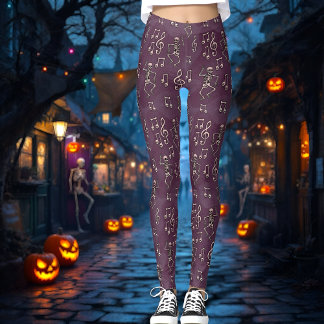 Halloween Dancing Skeleton Music Notes  Leggings