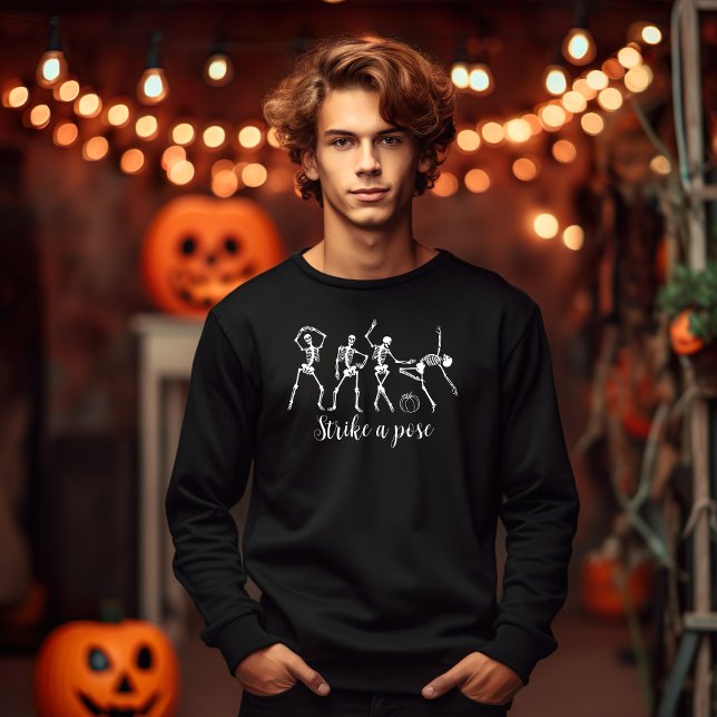 Halloween Dancing Skeleton Strike A Pose Funny Sweatshirt (Creator Uploaded)