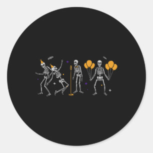 Halloween Dancing Skeletons Party Balloon Music Cu Classic Round Sticker