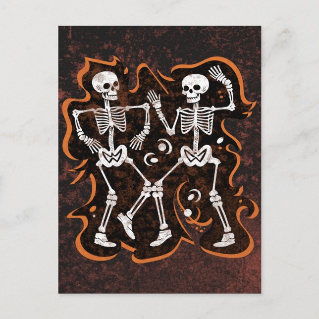 Halloween Dancing Skeletons Postcard (Front)