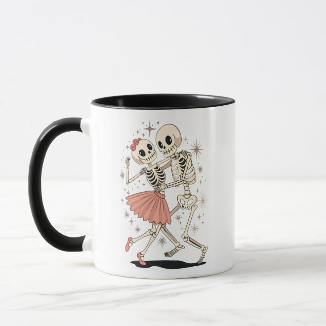 Halloween Dancing Skeletons, Retro Skeleton  Mug (Left)