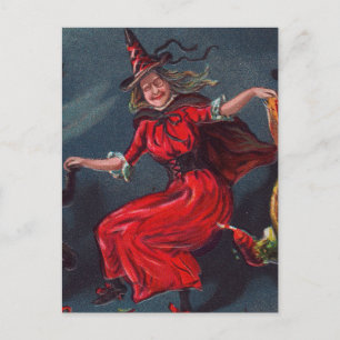 Halloween Dancing Witch Postcard