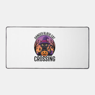 Halloween Danger Black Cat Crossing Desk Mat