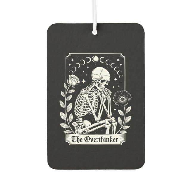 Halloween Dark Gothic Skeleton Overthinker Car Air Freshener (Front)