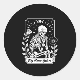 Halloween Dark Gothic Skeleton Overthinker Classic Round Sticker