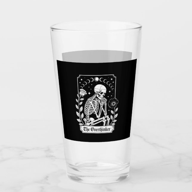 Halloween Dark Gothic Skeleton Overthinker Glass (Front)