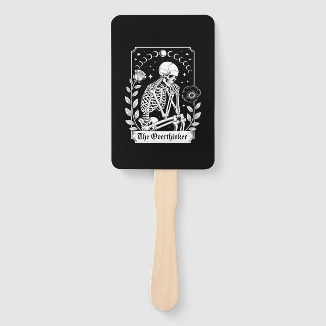 Halloween Dark Gothic Skeleton Overthinker Hand Fan (Front)