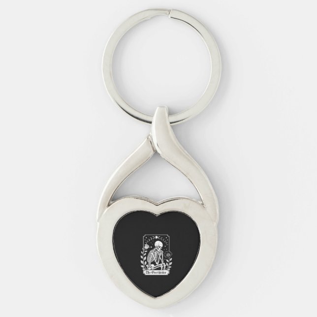 Halloween Dark Gothic Skeleton Overthinker Key Ring (Front)